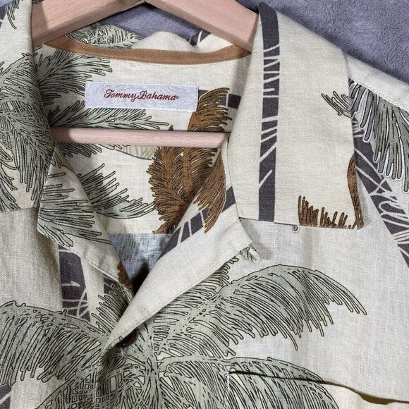 Tommy Bahama 100% Linen Camp Loop Collar Shirt Men's XL Hawaiian Palm Trees S/S - Picture 4 of 12